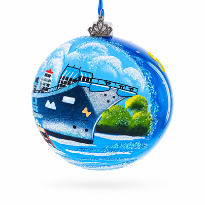 USS Midway Museum, San Diego, California, USA Glass Ball Christmas Ornament 4 Inches