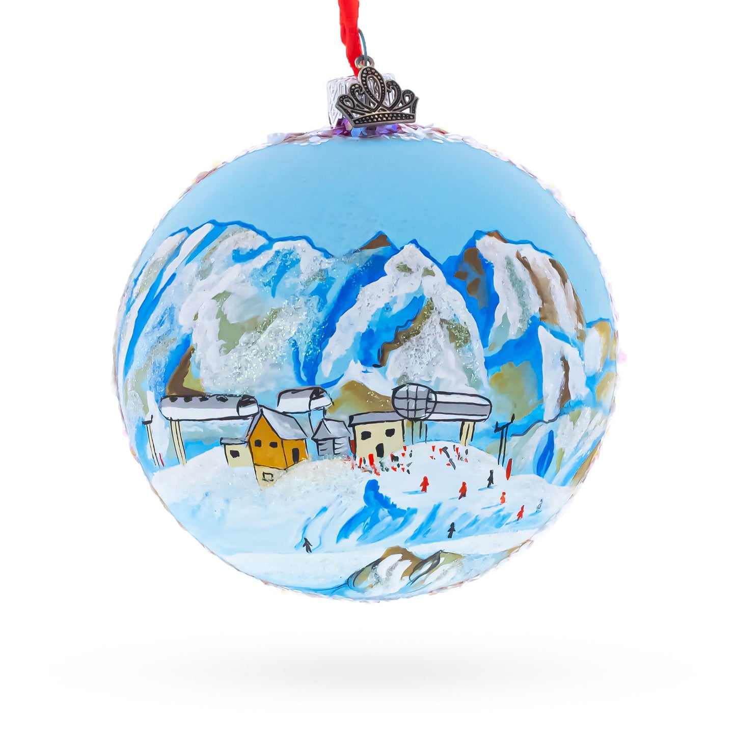 Courchevel Ski Resort, France Glass Ball Christmas Ornament 4 Inches