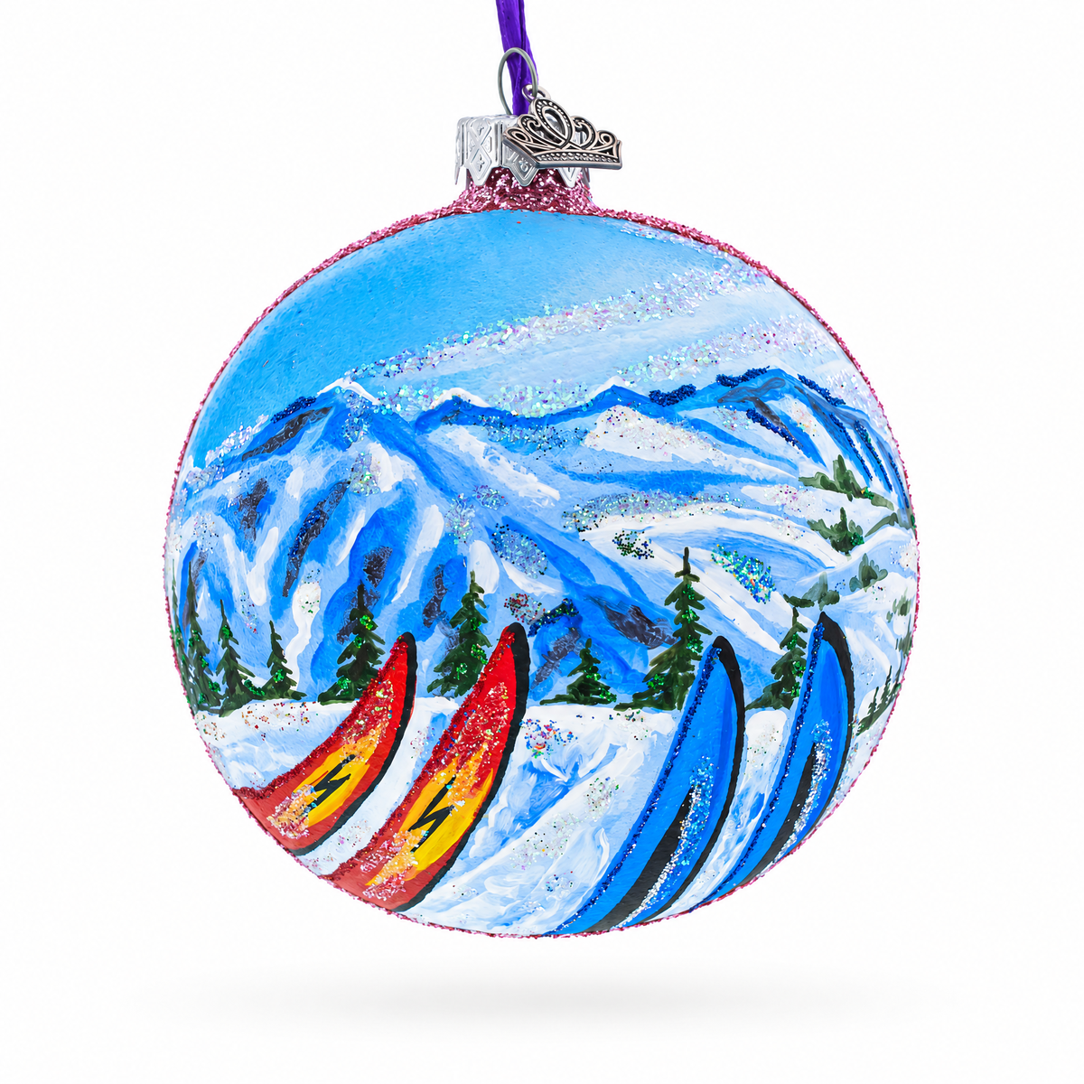 Park City Ski Resort, Utah, USA Glass Ball Christmas Ornament 4 Inches
