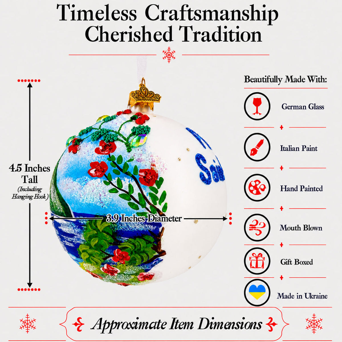 The Pitons, St. Lucia Glass Ball Christmas Ornament