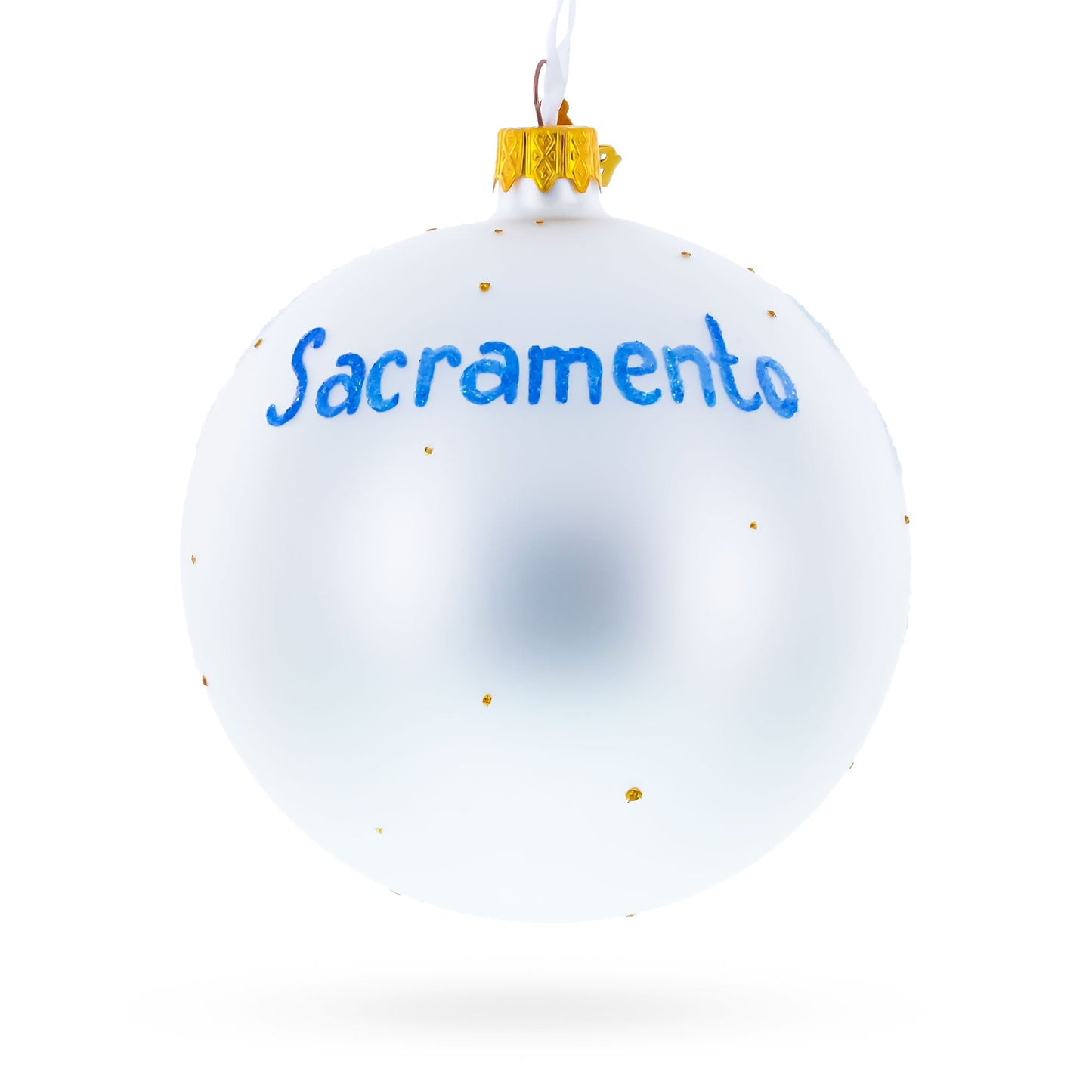 Skyline of Sacramento, California Glass Ball Christmas Ornament 4 Inches