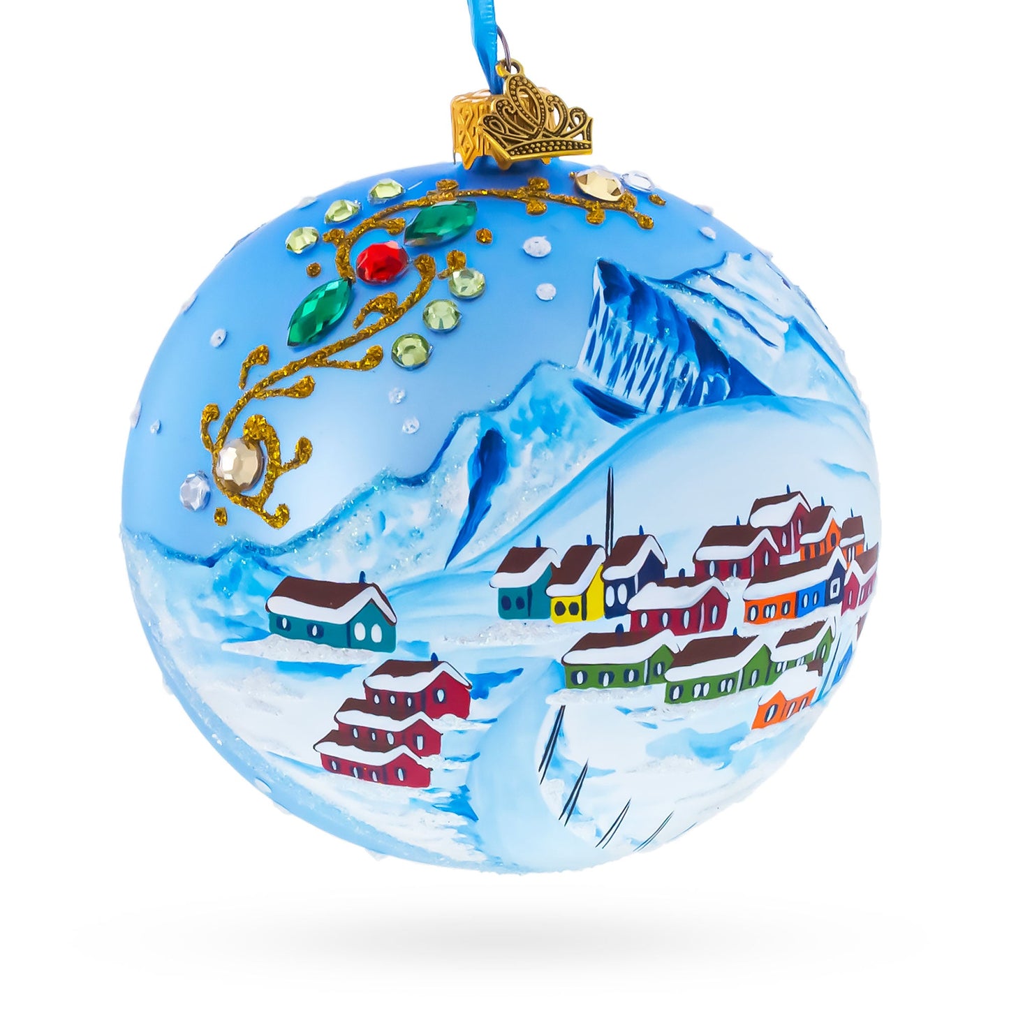 Greenland's Northern Lights Glass Ball Christmas Ornament