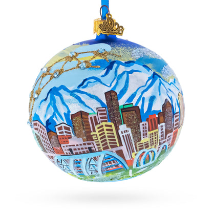 Denver, Colorado Jeweled Glass Ball Christmas Ornament 4 Inches