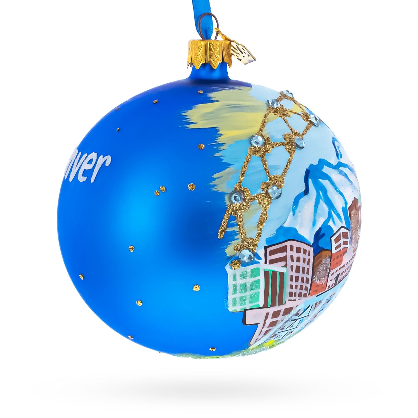 Denver, Colorado Jeweled Glass Ball Christmas Ornament 4 Inches
