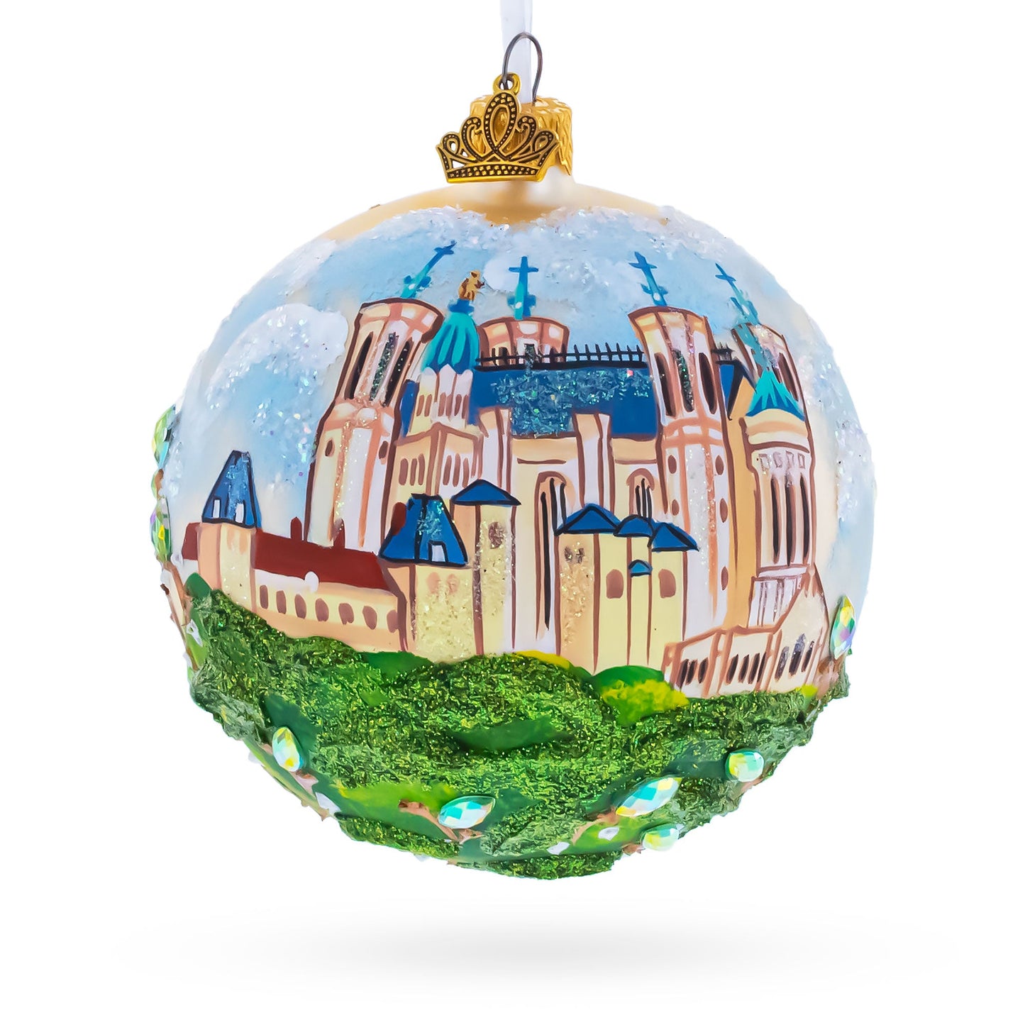Basilica of Notre Dame of Fourviere, Lyon, France Glass Ball Christmas Ornament