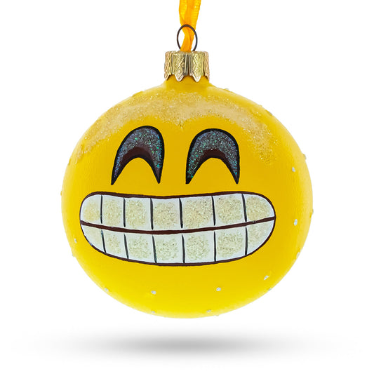 The Grin Facial Expressions Glass Ball Christmas Ornament 3.25 Inches