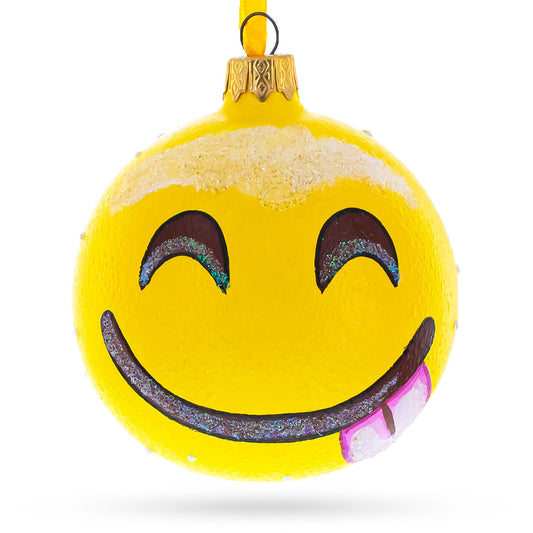 Indulging in Delight Savoring Delicious Food Glass Ball Christmas Ornament 3.25 Inches