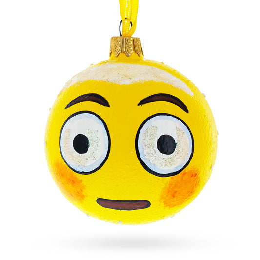 Rolling Eyes Facial Expressions Glass Ball Christmas Ornament 3.25 Inches