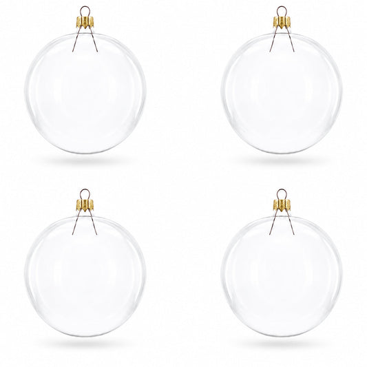 Set of 4 Clear Glass Ball Christmas Ornaments DIY Craft 4 Inches