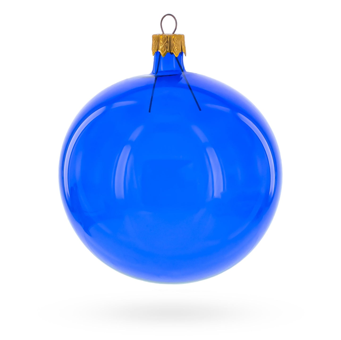 Set of 6 Translucent Glossy Blue Glass Ball Christmas Ornaments 4 Inches