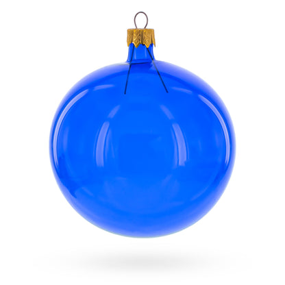Set of 6 Translucent Glossy Blue Glass Ball Christmas Ornaments 4 Inches