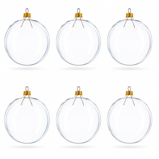 Set of 6 Clear Glass Ball Christmas Ornaments DIY Craft 3.25 Inches