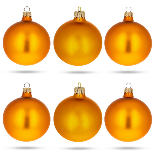 Set of 6 Matte Gold Glass Ball Christmas Ornaments 3.25 Inches