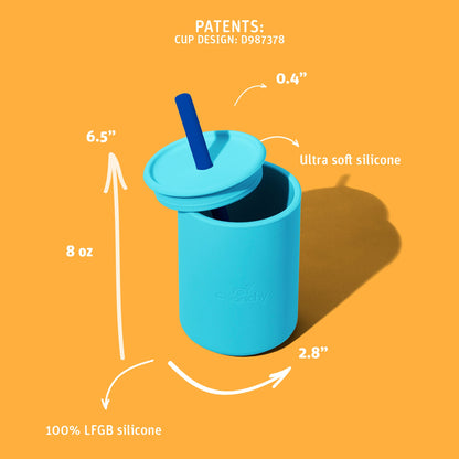 8 oz Medium Sippy Cup + Straw |  Silicone