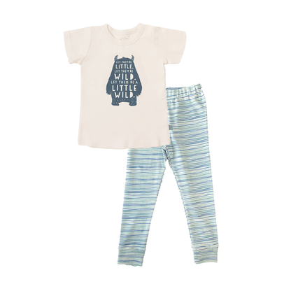 short sleeve pajama set | wild child pinstripes