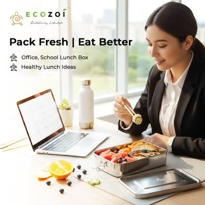 Stainless Steel Lunch Box, 2 Compartment Leak Proof, 50 Oz with Removable Divider
