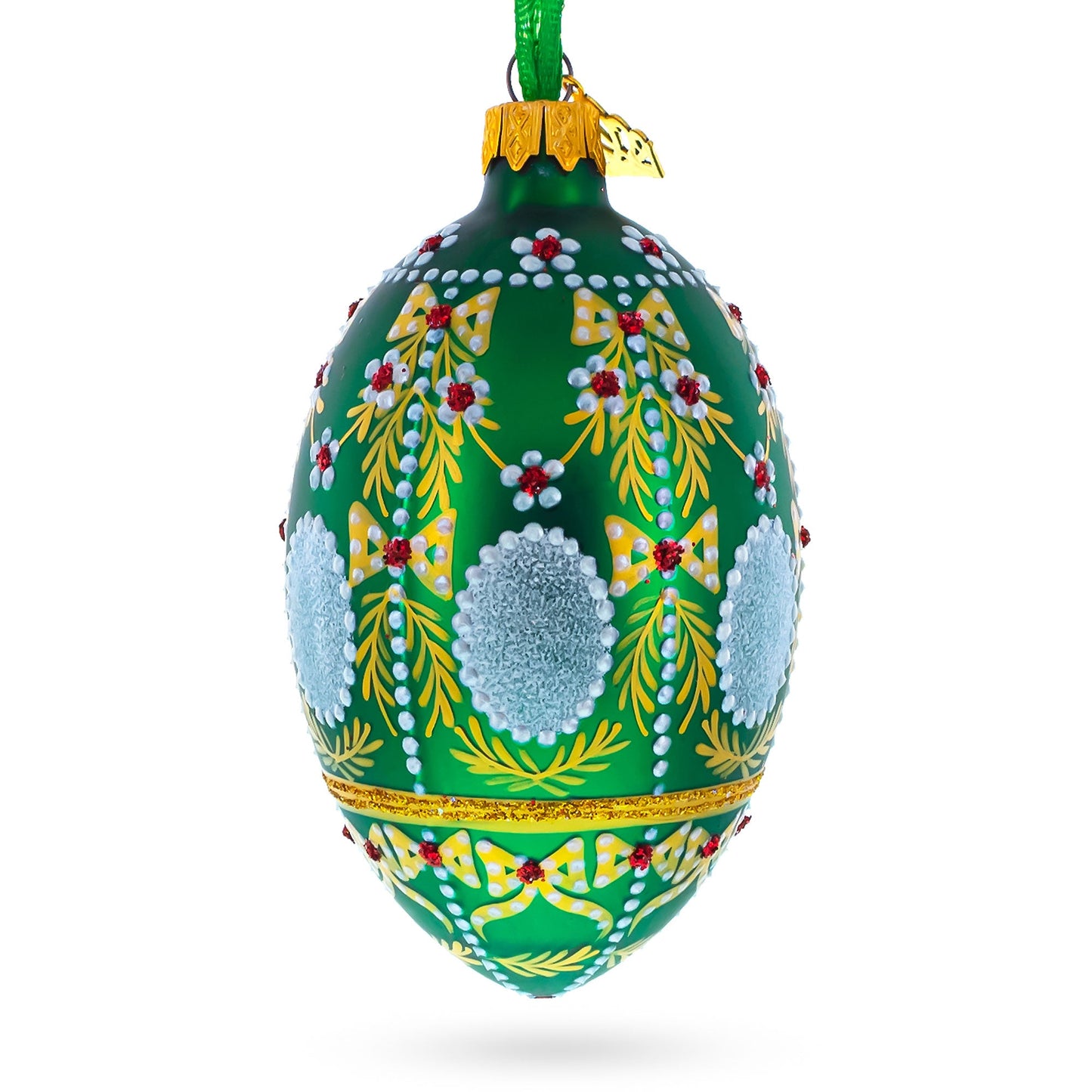 1908 Alexander Palace Royal on Green Egg Glass Ornament 4 Inches