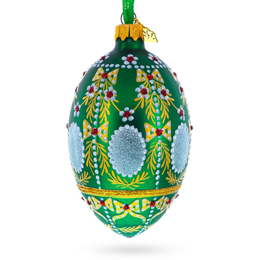 1908 Alexander Palace Royal on Green Egg Glass Ornament 4 Inches