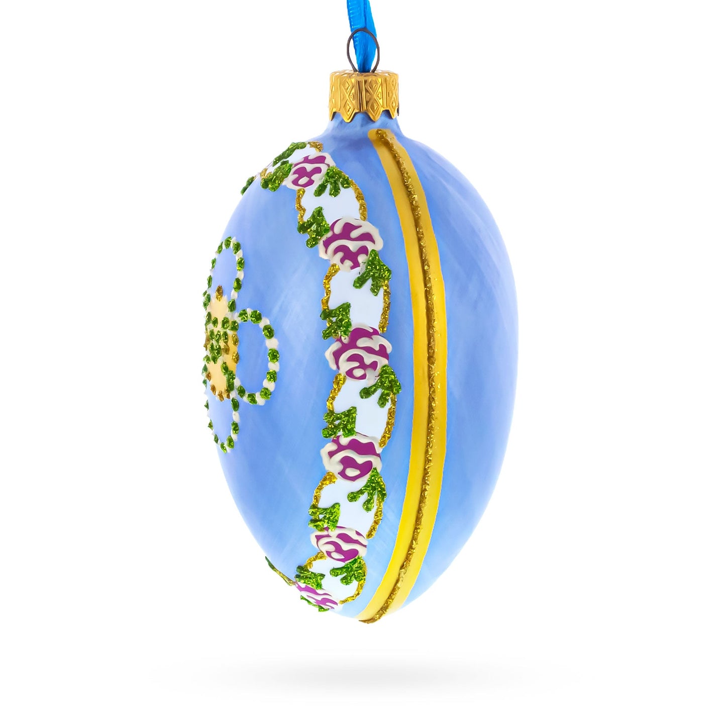 1907 Cradle With Garlands Royal Glass Egg Ornament 4 Inches