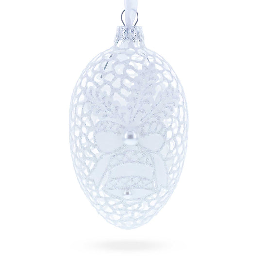 Winter Bells Egg Glass Ornament 4 Inches