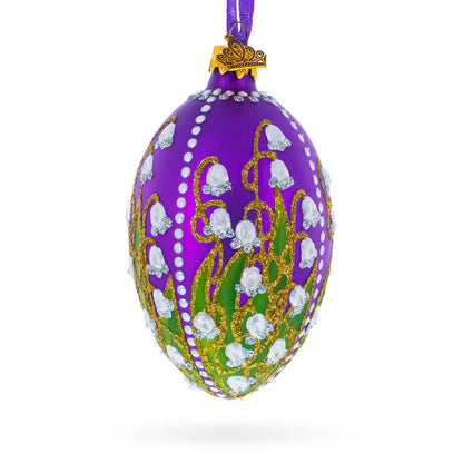 1898 Lilies Of The Valley In Purple Royal Egg Glass Ornament 4 Inches