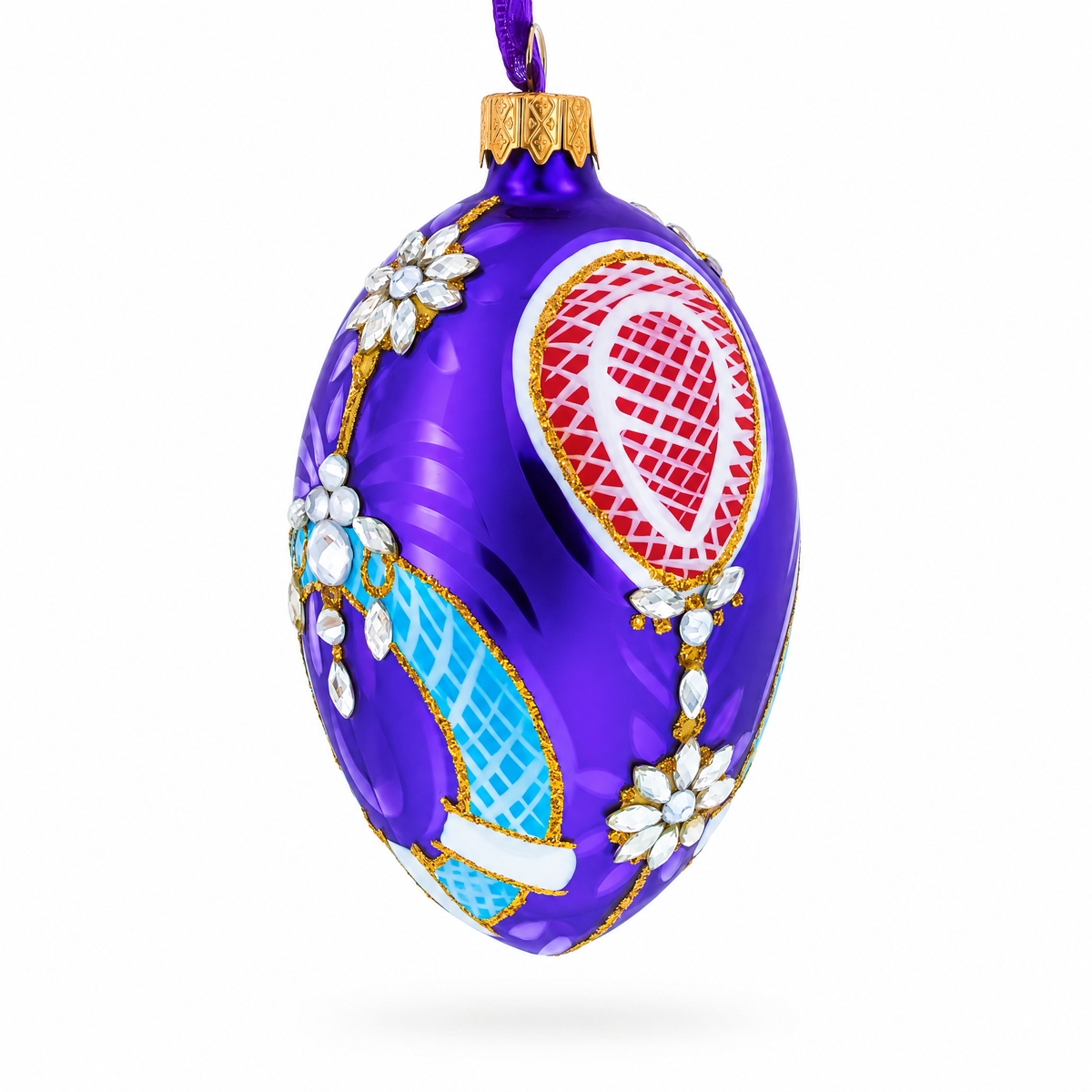 Milan Designer Luxury Flower Earrings Glass Egg Christmas Ornament 4 Inches