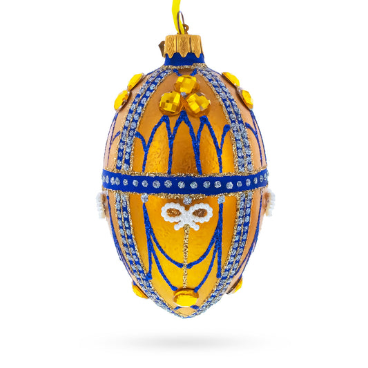 Golden Jewels Glass Egg Ornament 4 Inches