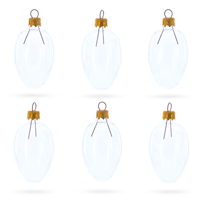 Set of 6 Clear Mini Glass Egg Ornaments 2.9 Inches