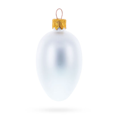 Set of 6 Matte  White Mini Glass Egg Ornaments 2.9 Inches