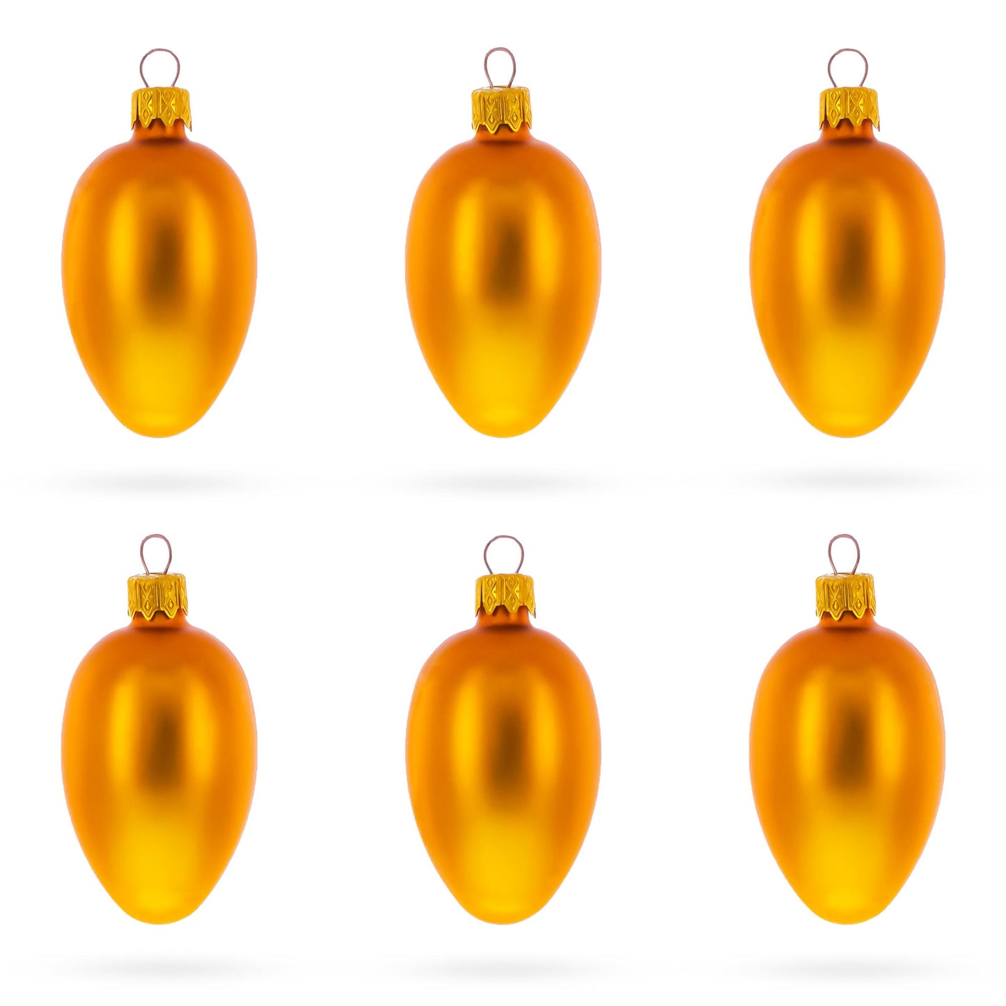Set of 6 Matte Gold Mini Glass Egg Ornaments 2.9 Inches