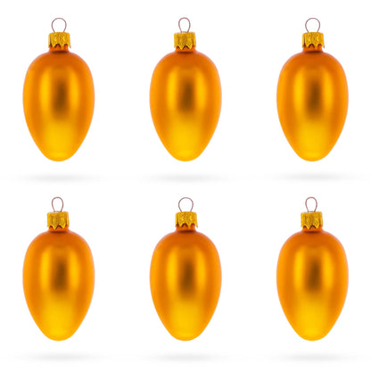 Set of 6 Matte Gold Mini Glass Egg Ornaments 2.9 Inches