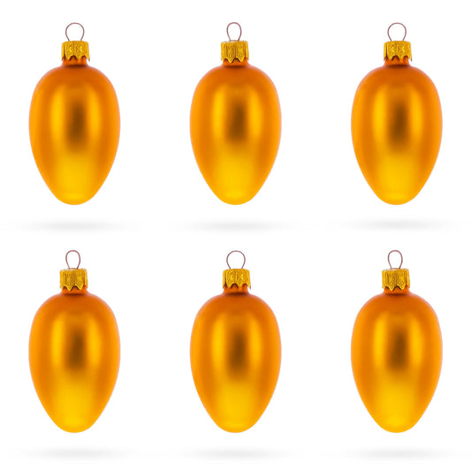 Set of 6 Matte Gold Mini Glass Egg Ornaments 2.9 Inches