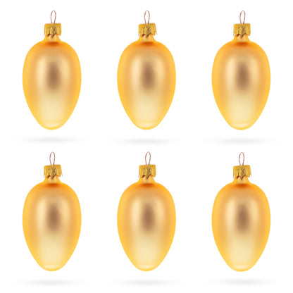 Set of 6 Rose Gold Mini Glass Egg Ornaments 2.9 Inches