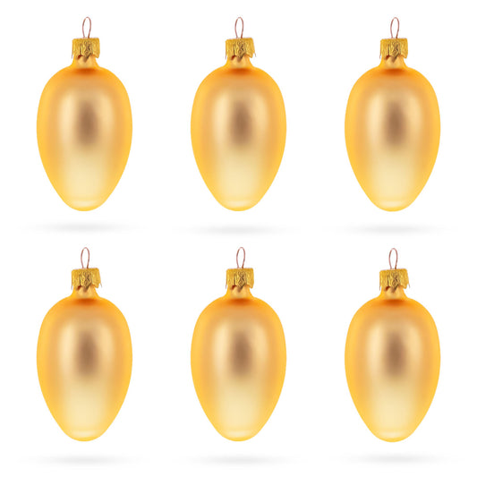 Set of 6 Rose Gold Mini Glass Egg Ornaments 2.9 Inches