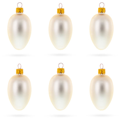 Set of 6 Champagne Mini Glass Egg Ornaments 2.9 Inches