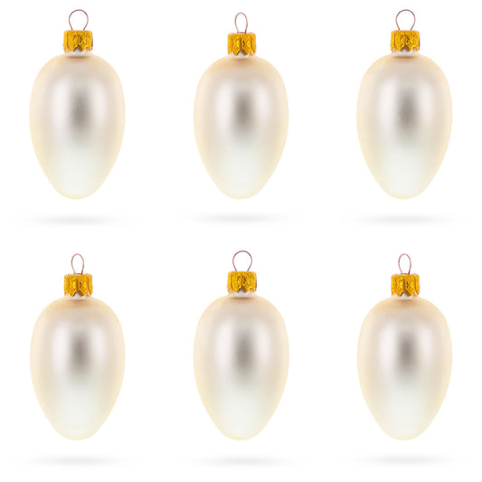 Set of 6 Champagne Mini Glass Egg Ornaments 2.9 Inches