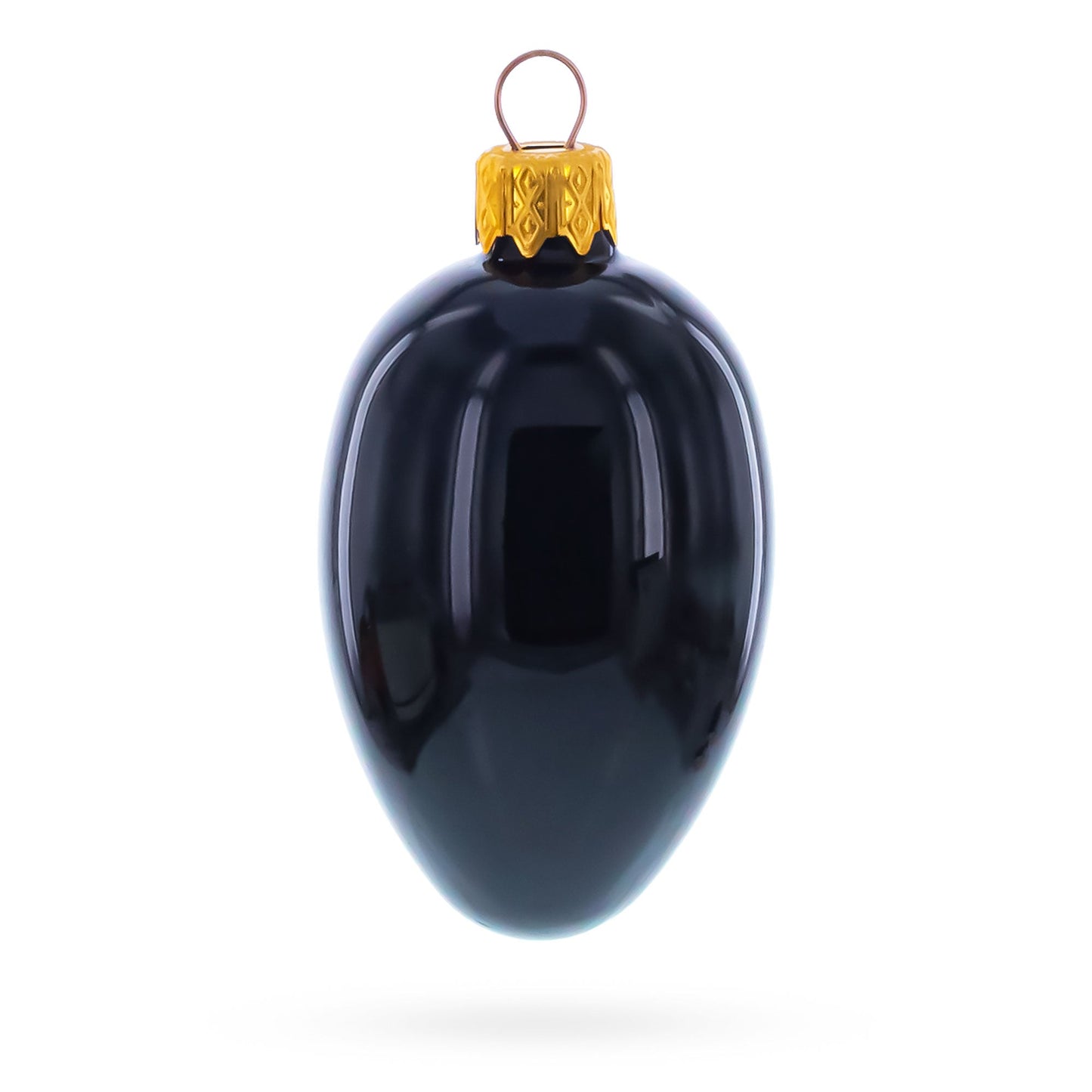 Set of 6 Black Mini Glass Egg Ornaments 2.9 Inches