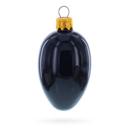 Set of 6 Black Mini Glass Egg Ornaments 2.9 Inches