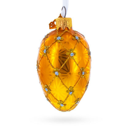 Lilies of the Valley Royal Mini Blue Glass Egg Ornament 2.9 Inches