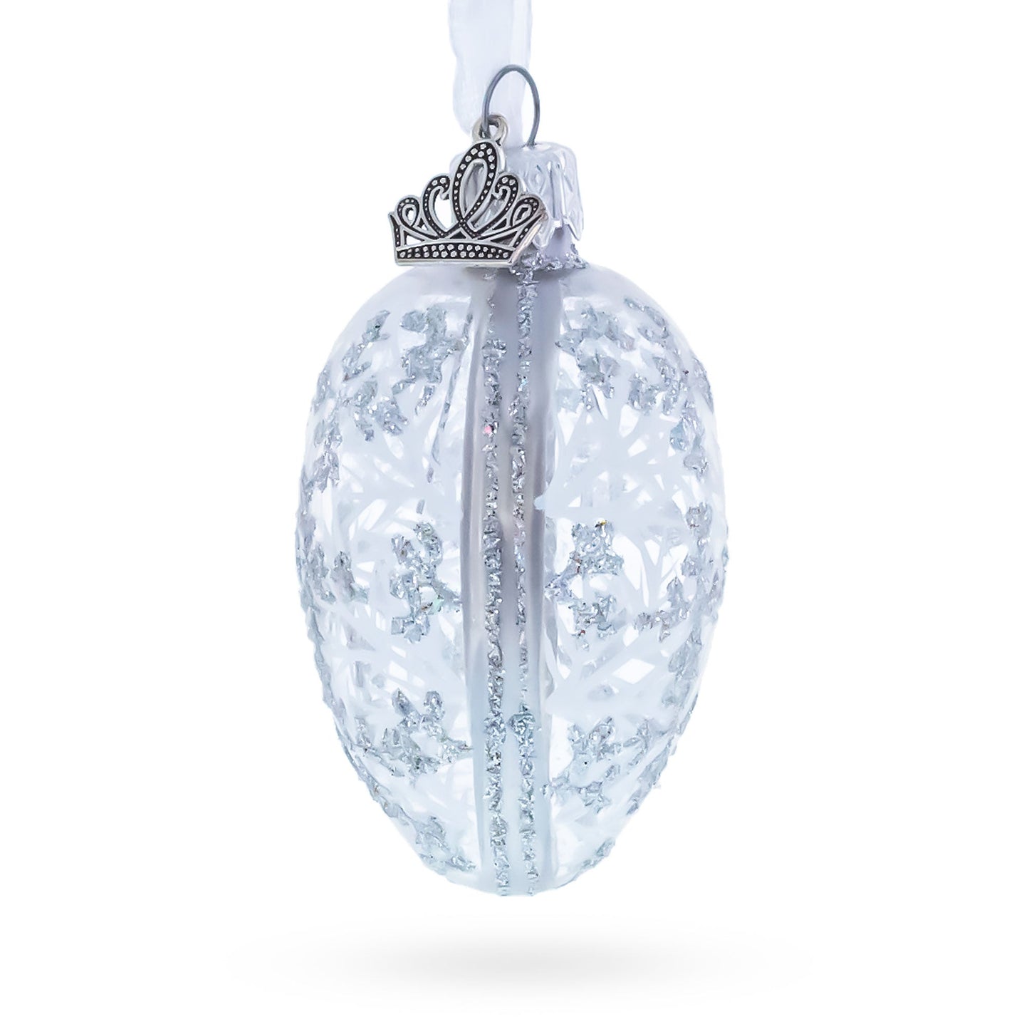 1913 Winter Mini Glass Egg Ornament 2.9 Inches