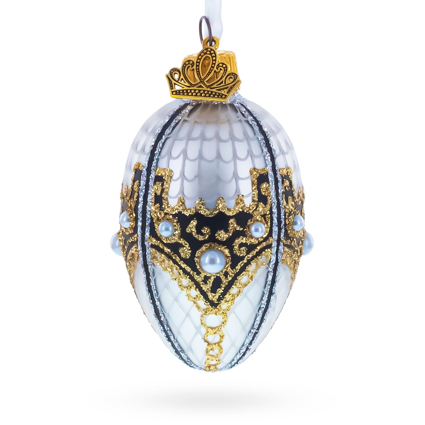 Mother of Pearl Mini Glass Egg Ornament 2.9 Inches