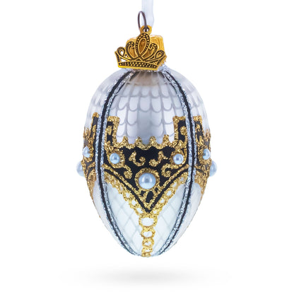 Mother of Pearl Mini Glass Egg Ornament 2.9 Inches