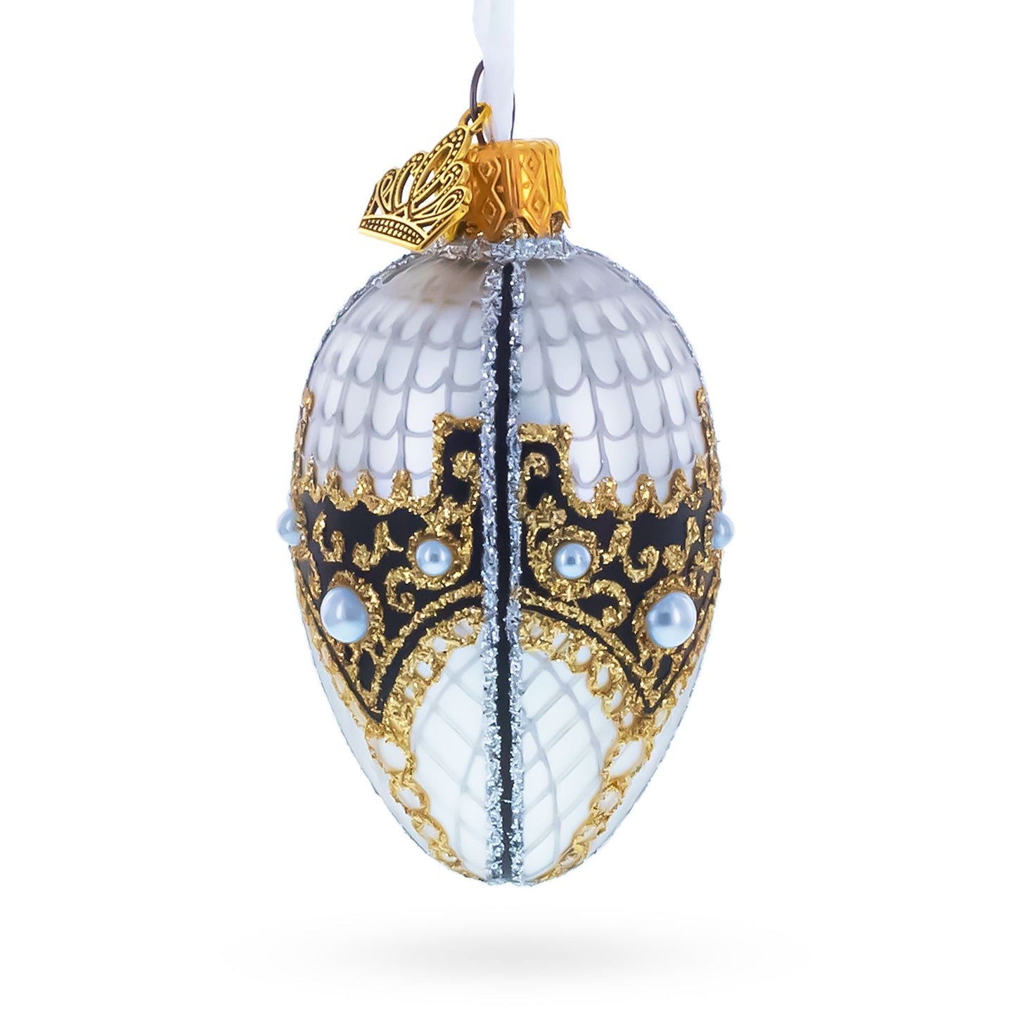 Mother of Pearl Mini Glass Egg Ornament 2.9 Inches