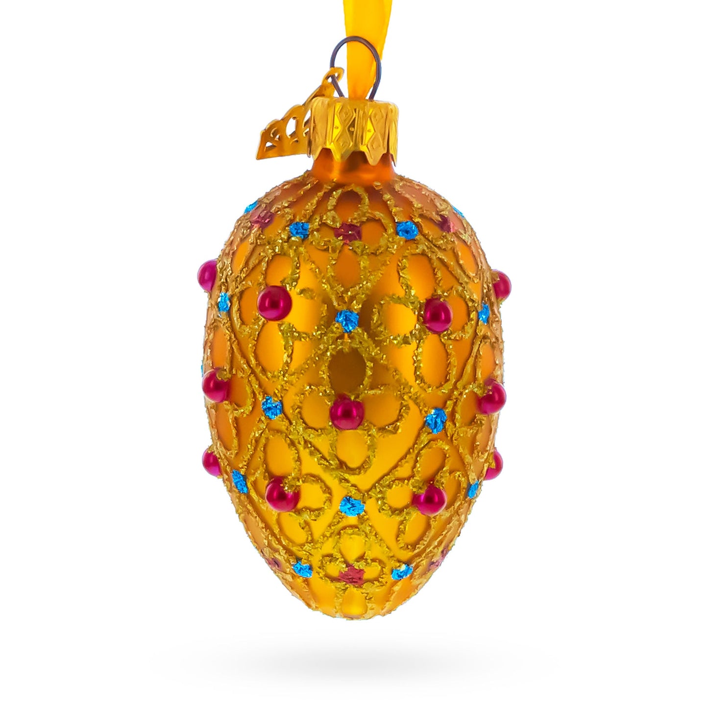 Royal Coronation Mini Glass Egg Ornament 2.9 Inches
