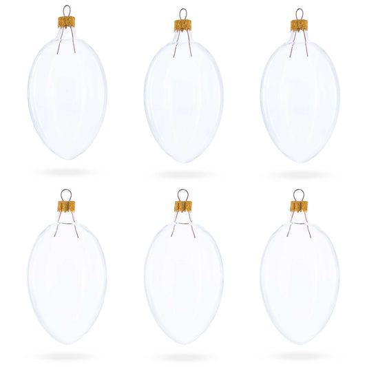 Set of 6 Clear Glass Egg Ornaments DIY Craft 4 Inches