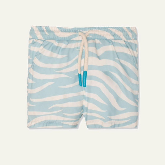 Seaqual Recycled Polyester Blue Zebra Kid Swim Trunks - Natural/sterling Blue