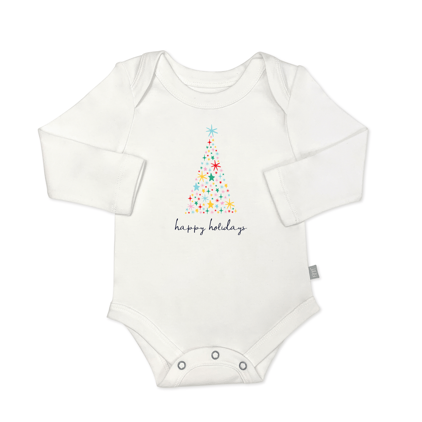 long sleeve graphic bodysuit | happy holidays tree