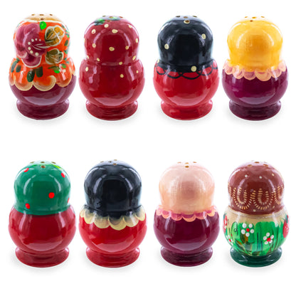 Set of 2 Red Salt and Pepper Shakers Nesting Dolls in Assortment (Styles May Vary)
