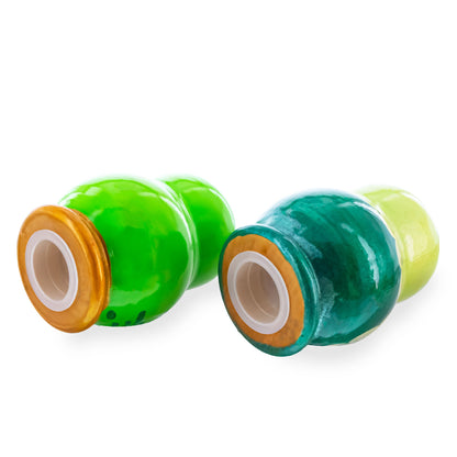 Set of 2 Green Salt and Pepper Shakers Nesting Dolls in Assortment (Styles May Vary)