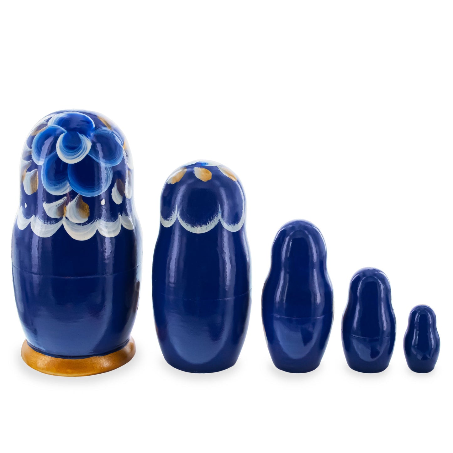 Blue Color with Blue Flowers Wooden  Nesting Dolls